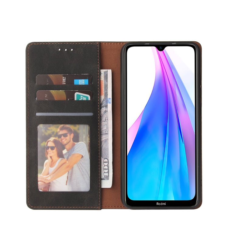 For Xiaomi Redmi Note 8T Simple Suction Closure Horizontal Flip Leather Case with Holder & Card Slot & Wallet