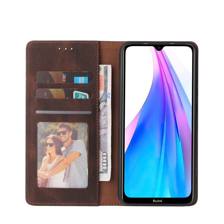 For Xiaomi Redmi Note 8T Simple Suction Closure Horizontal Flip Leather Case with Holder & Card Slot & Wallet