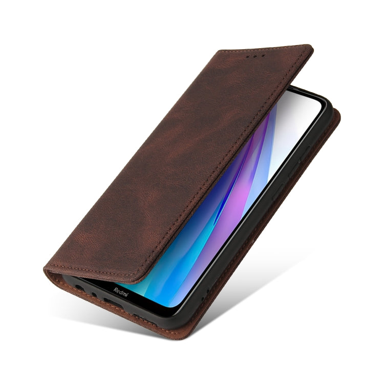 For Xiaomi Redmi Note 8T Simple Suction Closure Horizontal Flip Leather Case with Holder & Card Slot & Wallet