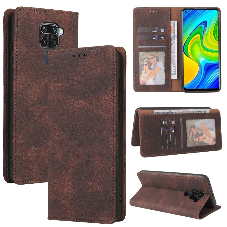 For Xiaomi Redmi Note 9 / 10X 4G Simple Suction Closure Horizontal Flip Leather Case with Holder & Card Slot & Wallet