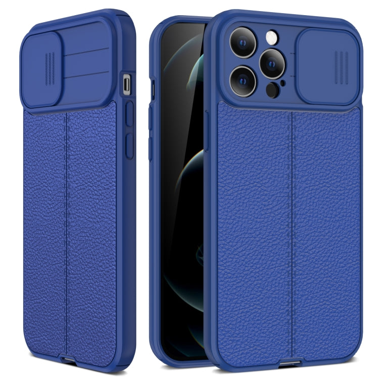 For iPhone 13 mini Litchi Texture Sliding Camshield TPU Protective Case