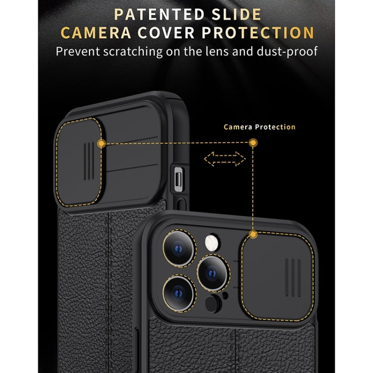For iPhone 13 mini Litchi Texture Sliding Camshield TPU Protective Case