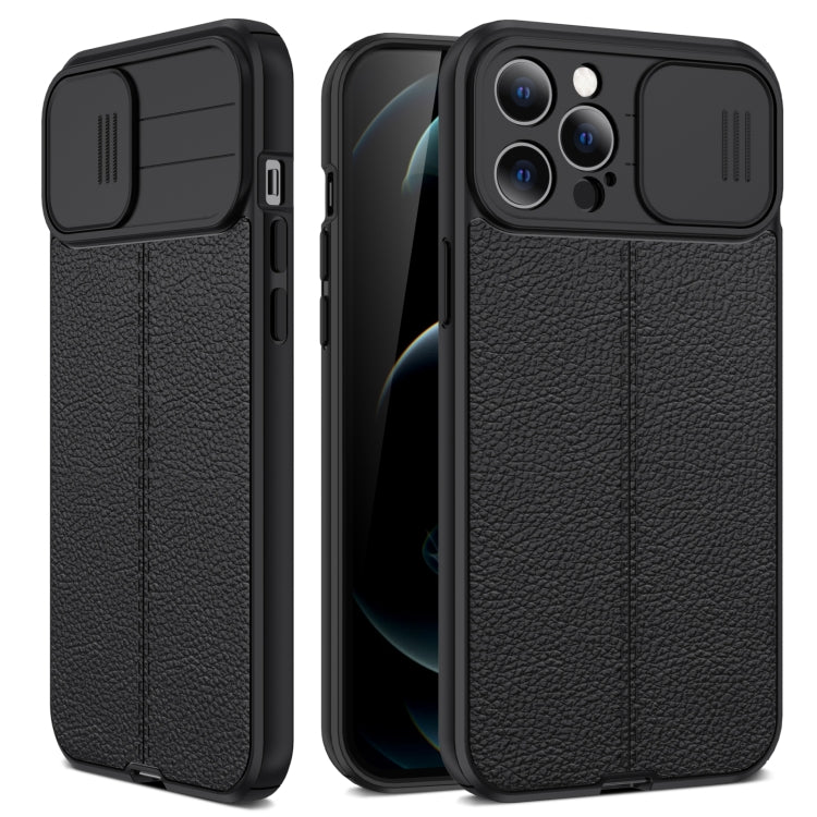 For iPhone 13 Pro Litchi Texture Sliding Camshield TPU Protective Case