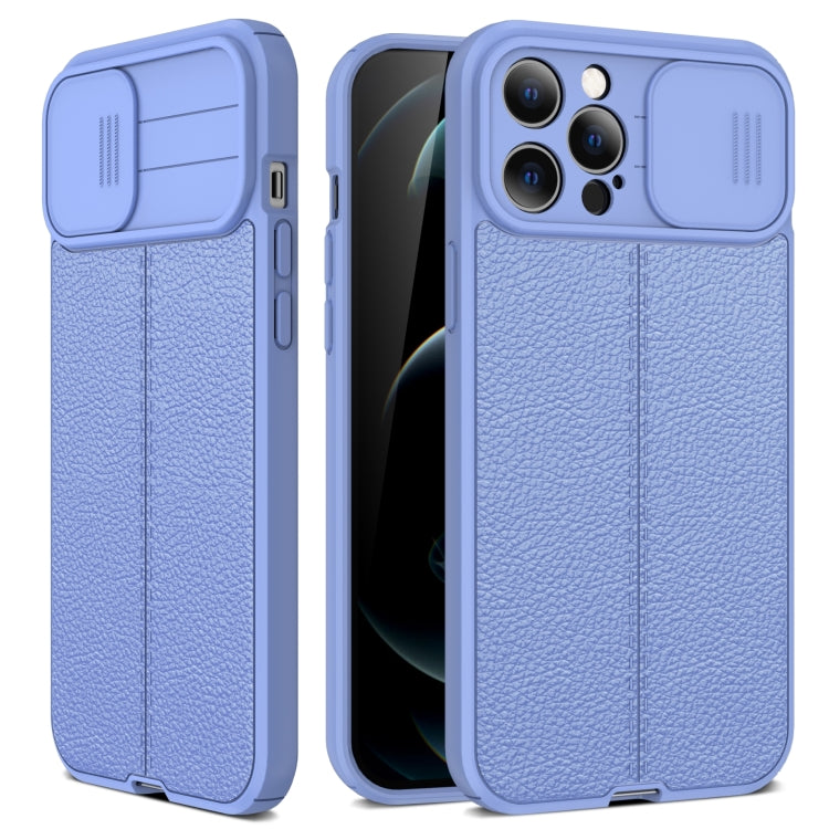 For iPhone 13 Pro Litchi Texture Sliding Camshield TPU Protective Case