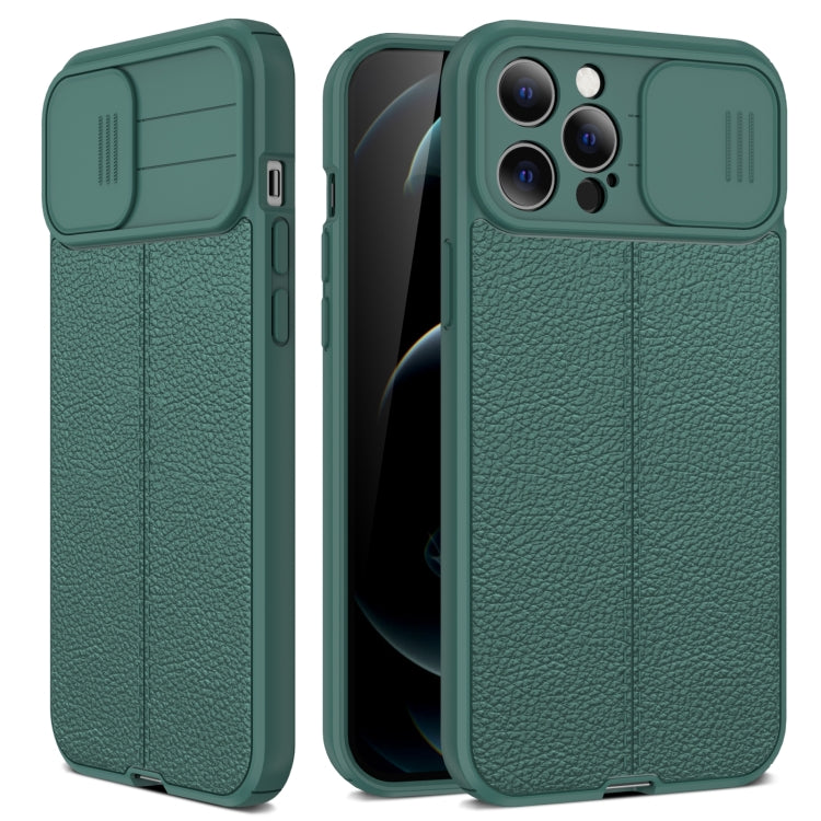 For iPhone 13 Pro Litchi Texture Sliding Camshield TPU Protective Case