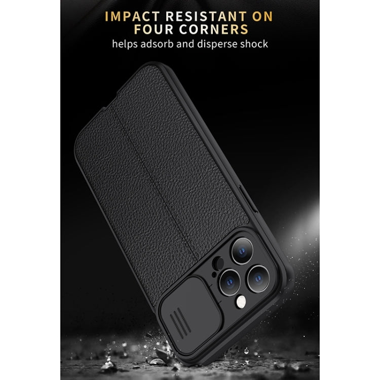 For iPhone 13 Pro Litchi Texture Sliding Camshield TPU Protective Case