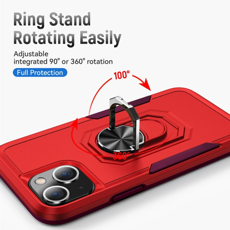 For iPhone 13 mini Ring Kickstand Heavy Duty Shockproof Phone Case
