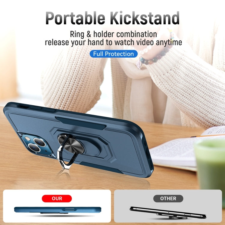 For iPhone 13 mini Ring Kickstand Heavy Duty Shockproof Phone Case