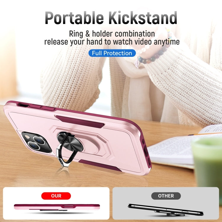 For iPhone 13 Ring Kickstand Heavy Duty Shockproof Phone Case