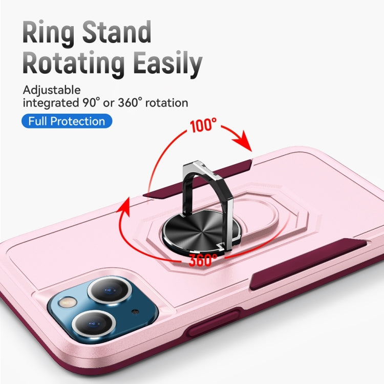 For iPhone 13 Ring Kickstand Heavy Duty Shockproof Phone Case