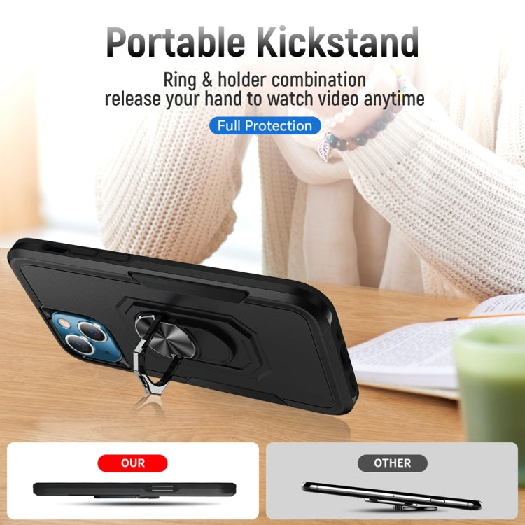 For iPhone 13 Ring Kickstand Heavy Duty Shockproof Phone Case