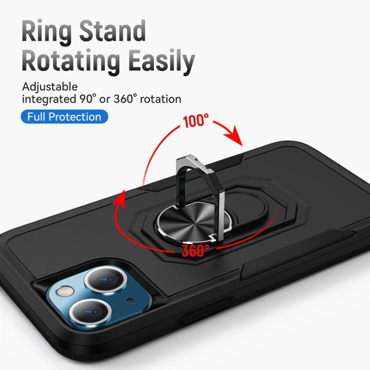 For iPhone 13 Ring Kickstand Heavy Duty Shockproof Phone Case