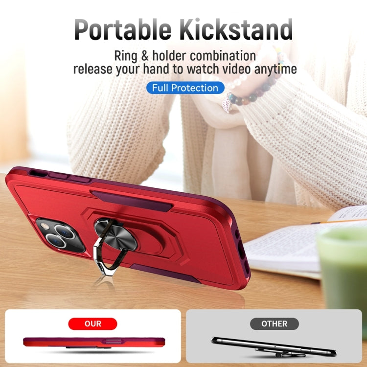 For iPhone 13 Ring Kickstand Heavy Duty Shockproof Phone Case