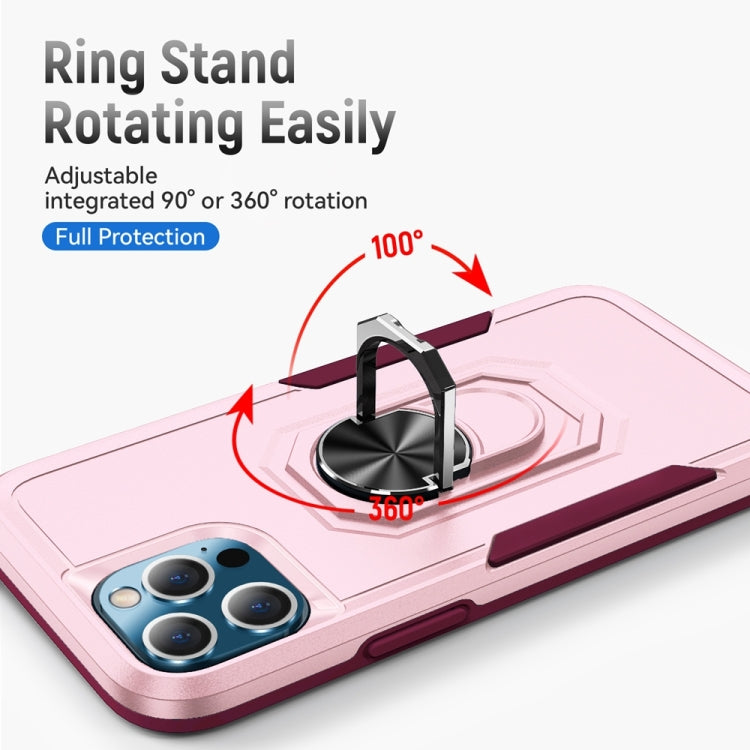 For iPhone 13 Pro Ring Kickstand Heavy Duty Shockproof Phone Case