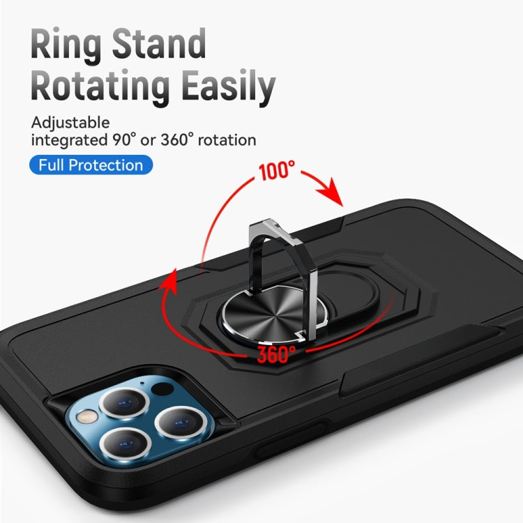 For iPhone 13 Pro Ring Kickstand Heavy Duty Shockproof Phone Case