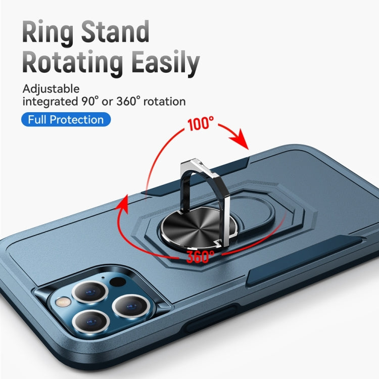 For iPhone 13 Pro Ring Kickstand Heavy Duty Shockproof Phone Case