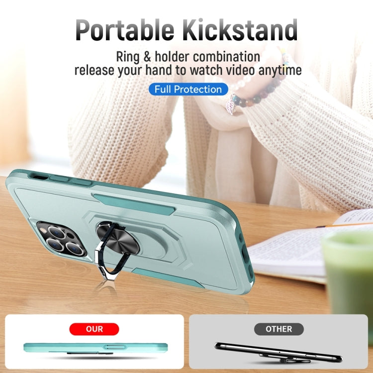 For iPhone 13 Pro Ring Kickstand Heavy Duty Shockproof Phone Case