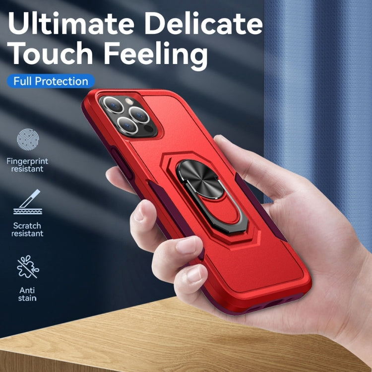 For iPhone 13 Pro Max Ring Kickstand Heavy Duty Shockproof Phone Case