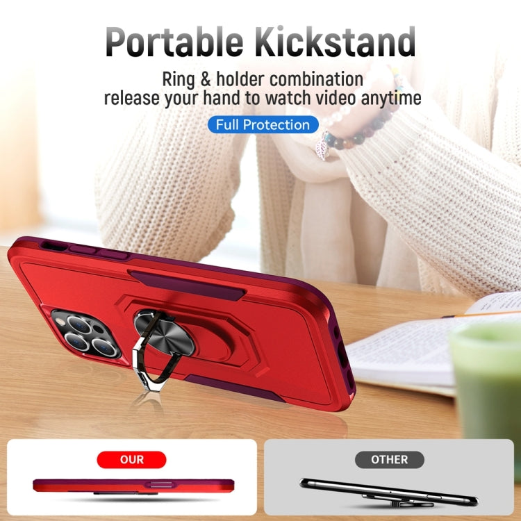 For iPhone 13 Pro Max Ring Kickstand Heavy Duty Shockproof Phone Case