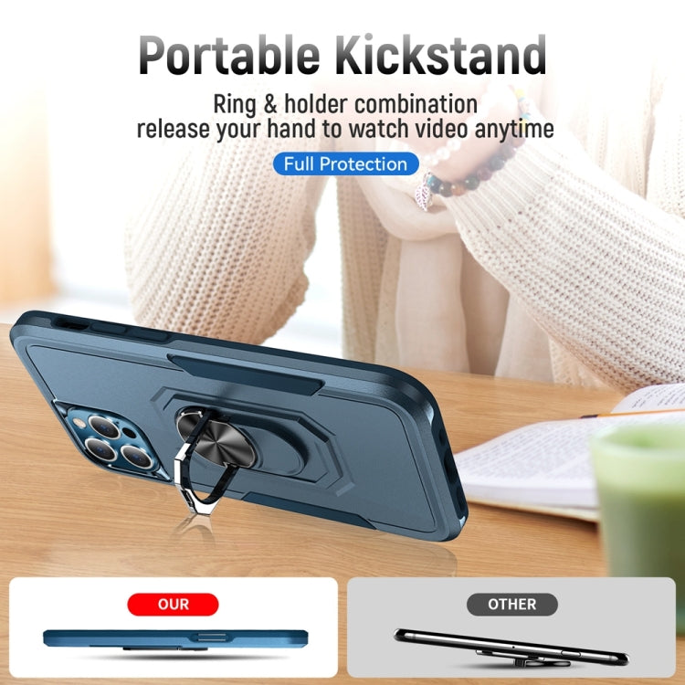 For iPhone 13 Pro Max Ring Kickstand Heavy Duty Shockproof Phone Case
