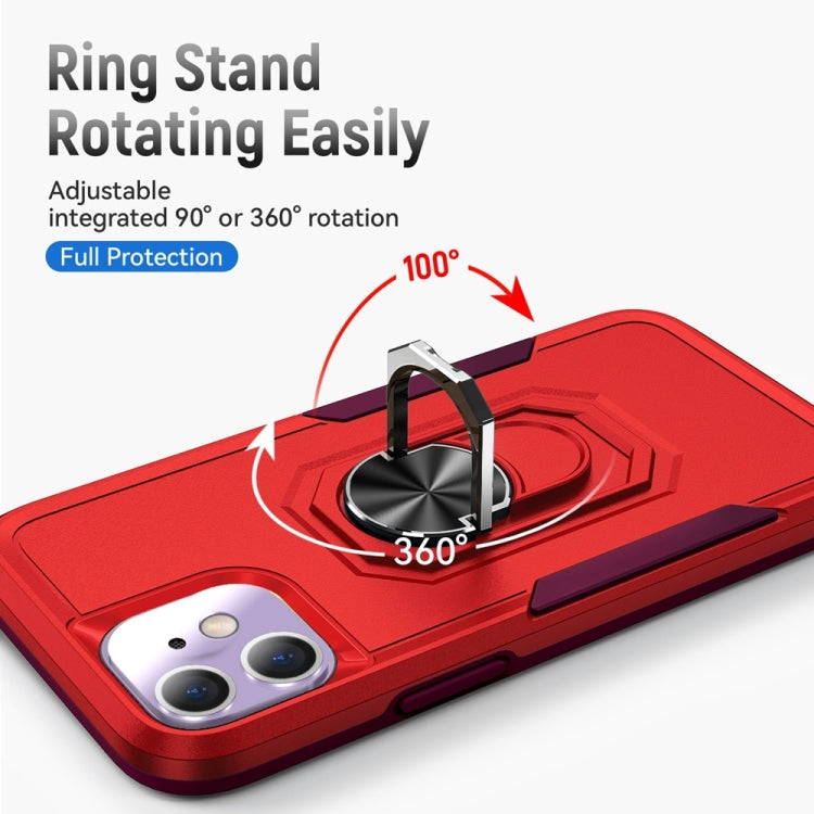 For iPhone 12 mini Ring Kickstand Heavy Duty Shockproof Phone Case