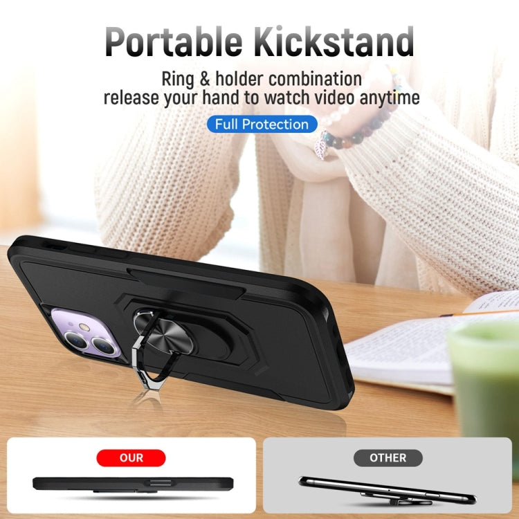 For iPhone 11 Ring Kickstand Heavy Duty Shockproof Phone Case