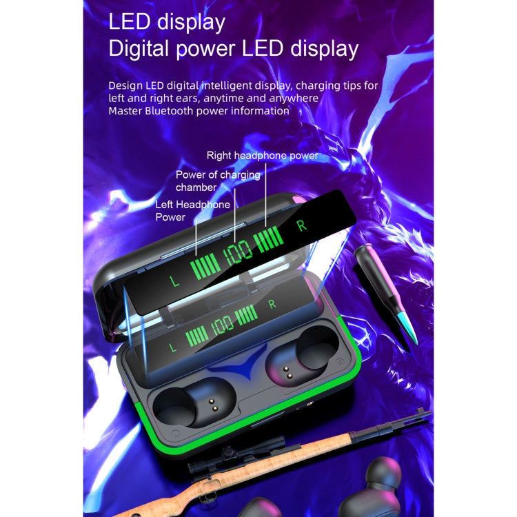 E10 Intelligent Noise Reduction E-sports Gaming Bluetooth Earphone with Three-screen Battery Display Charging Box, Support Siri & Power Bank