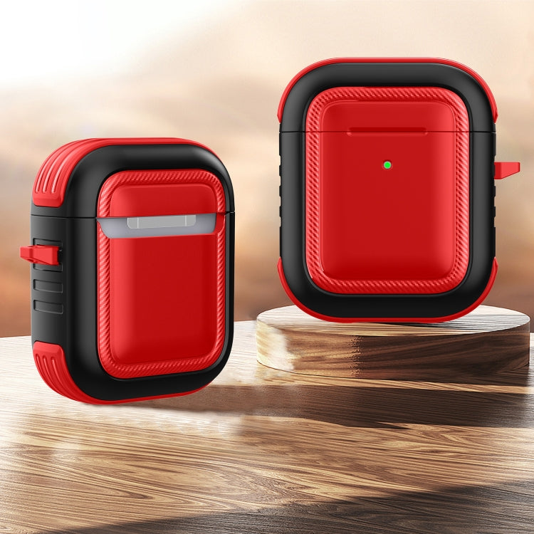 Wireless Earphones Shockproof TPU + PC Protective Case with Carabiner For AirPods 1 / 2