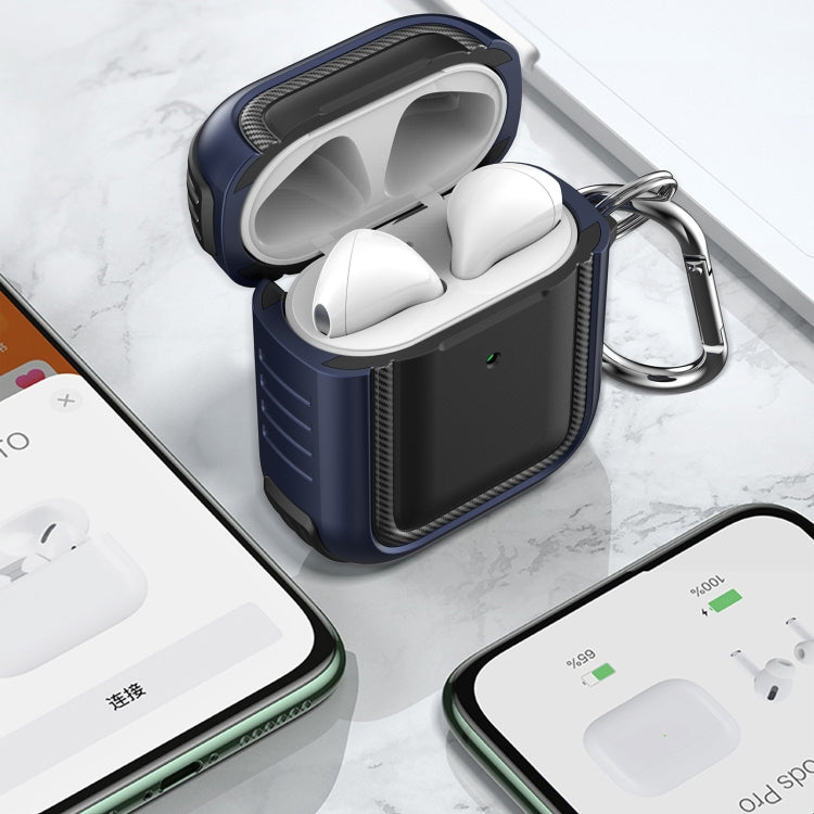 Wireless Earphones Shockproof TPU + PC Protective Case with Carabiner For AirPods 1 / 2
