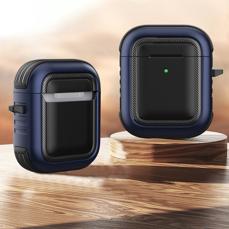 Wireless Earphones Shockproof TPU + PC Protective Case with Carabiner For AirPods 1 / 2