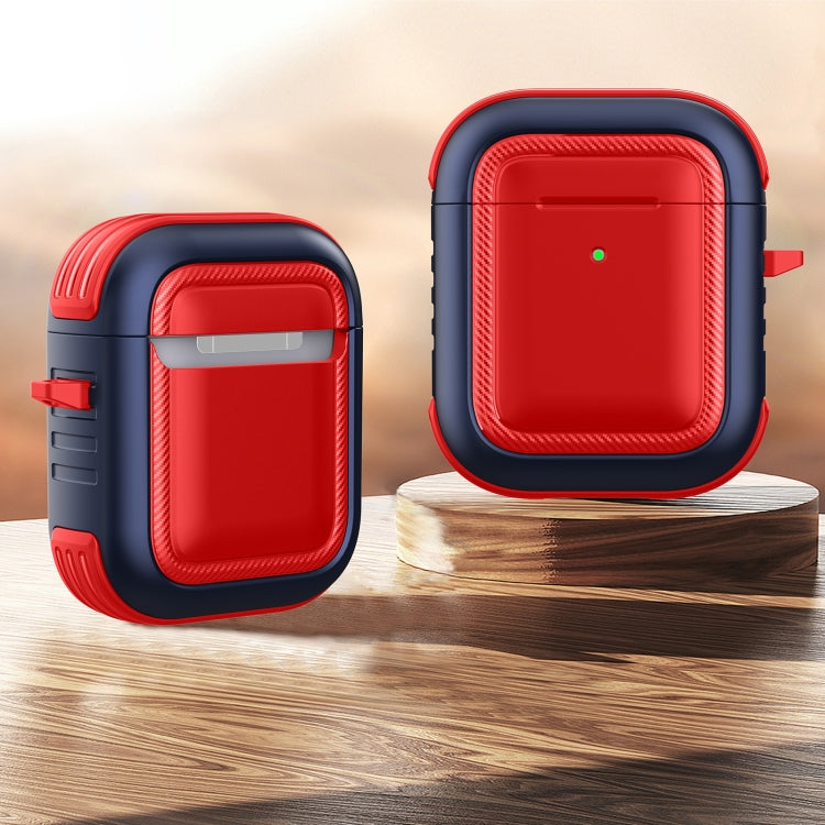 Wireless Earphones Shockproof TPU + PC Protective Case with Carabiner For AirPods 1 / 2