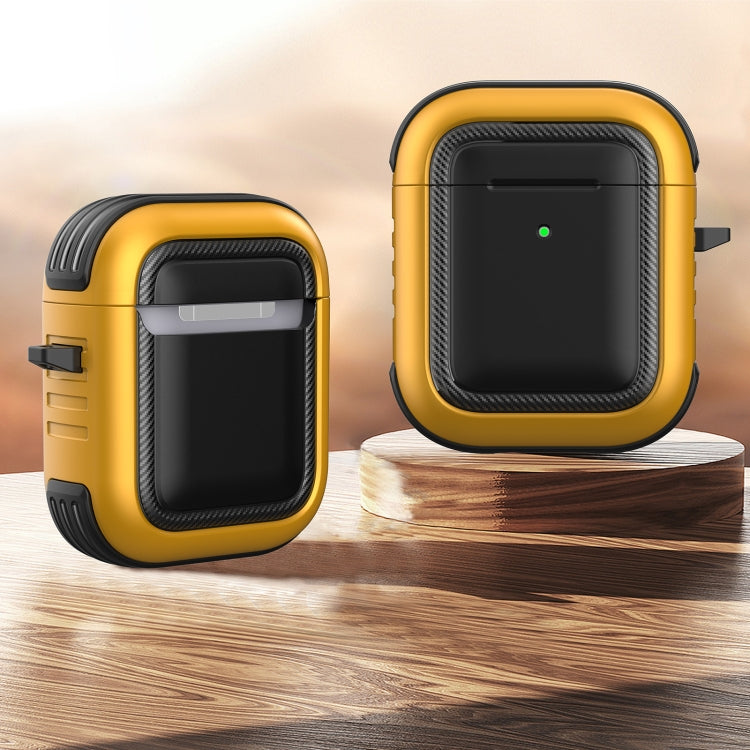 Wireless Earphones Shockproof TPU + PC Protective Case with Carabiner For AirPods 1 / 2