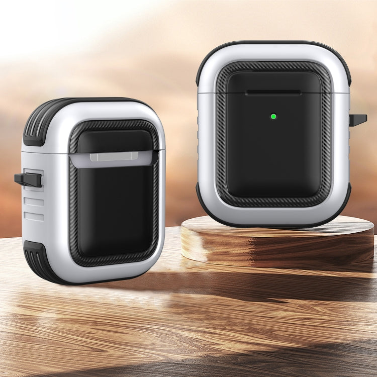 Wireless Earphones Shockproof TPU + PC Protective Case with Carabiner For AirPods 1 / 2