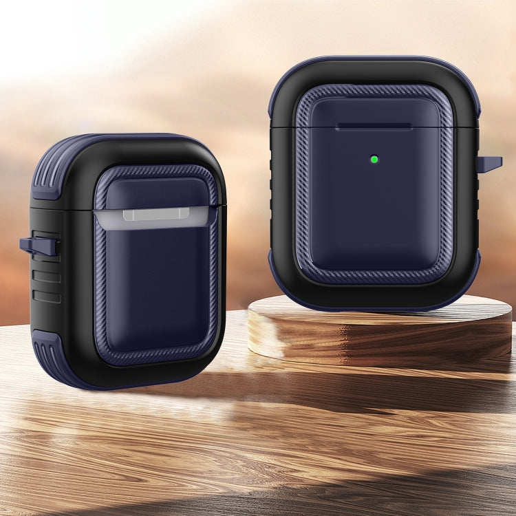 Wireless Earphones Shockproof TPU + PC Protective Case with Carabiner For AirPods 1 / 2