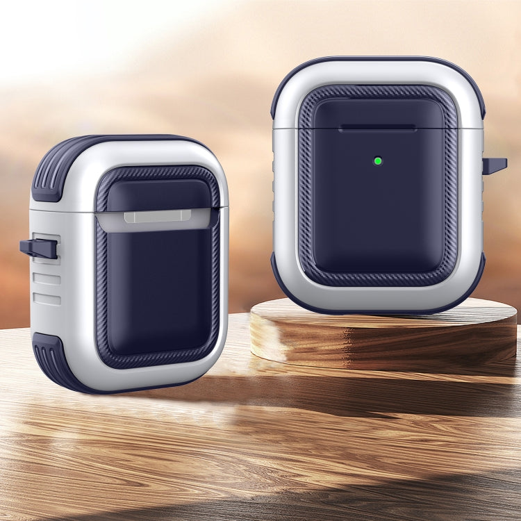 Wireless Earphones Shockproof TPU + PC Protective Case with Carabiner For AirPods 1 / 2