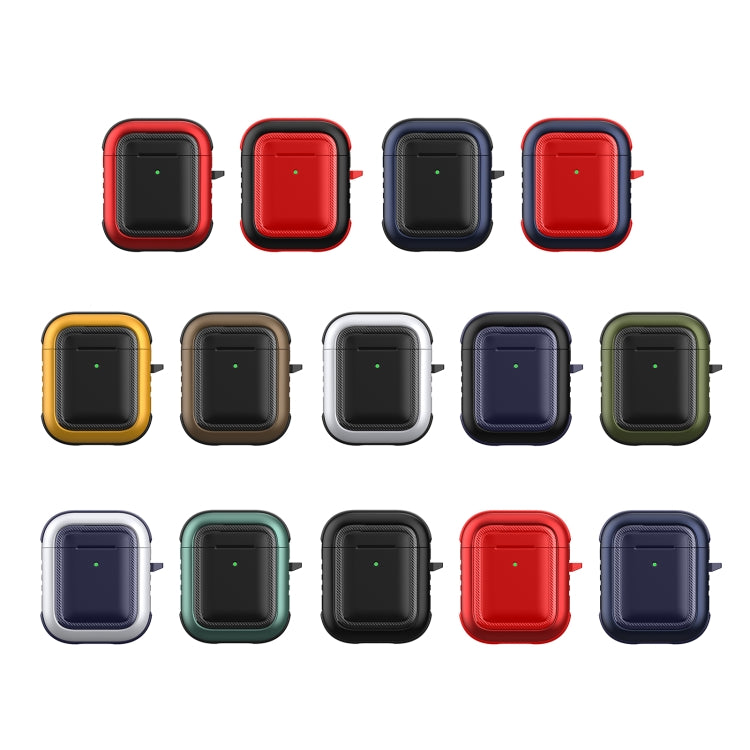 Wireless Earphones Shockproof TPU + PC Protective Case with Carabiner For AirPods 1 / 2