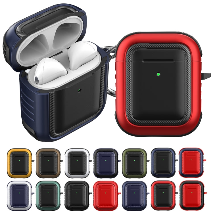 Wireless Earphones Shockproof TPU + PC Protective Case with Carabiner For AirPods 1 / 2