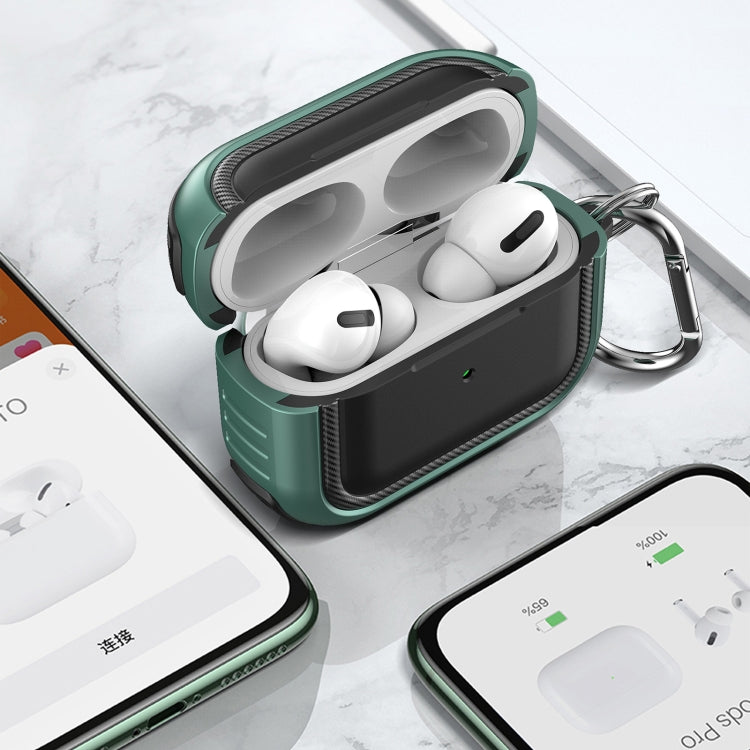 Wireless Earphones Shockproof TPU + PC Protective Case with Carabiner For AirPods Pro