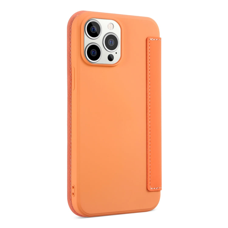 For iPhone 13 Skin Feel Horizontal Flip PU Leather Case with Holder & Card Slot