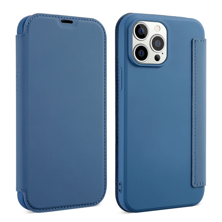 For iPhone 13 Skin Feel Horizontal Flip PU Leather Case with Holder & Card Slot