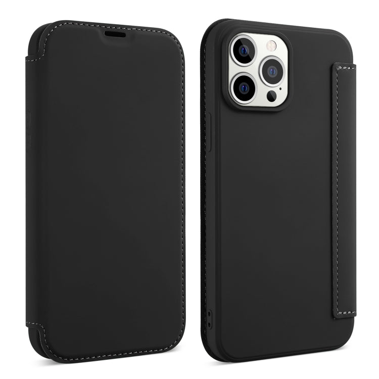 For iPhone 13 Skin Feel Horizontal Flip PU Leather Case with Holder & Card Slot