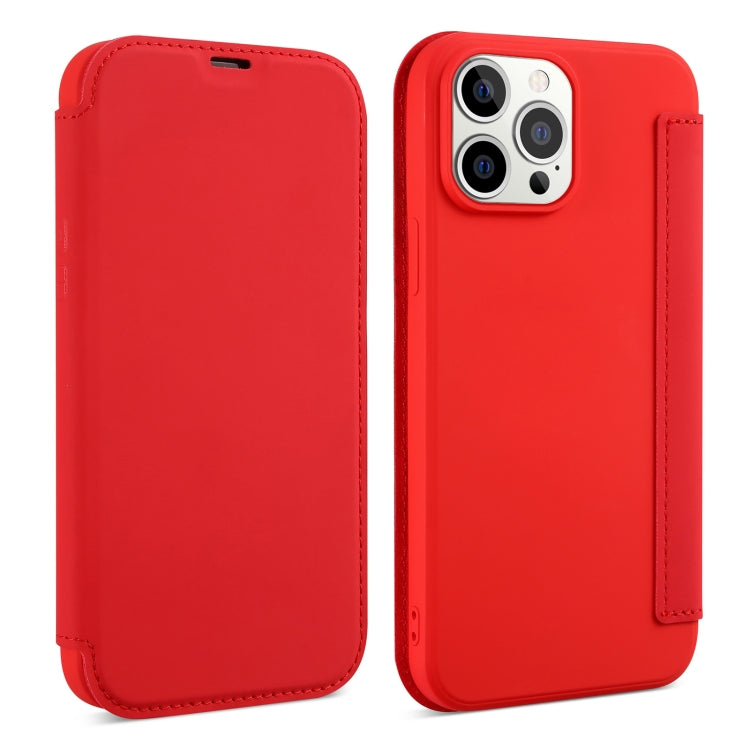 For iPhone 13 Skin Feel Horizontal Flip PU Leather Case with Holder & Card Slot