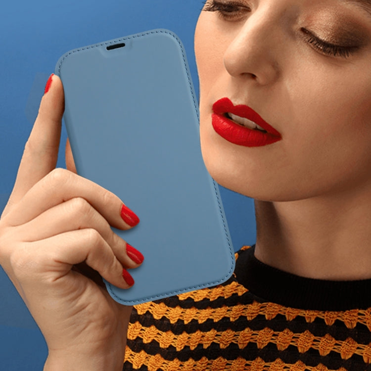 For iPhone 13 Skin Feel Horizontal Flip PU Leather Case with Holder & Card Slot