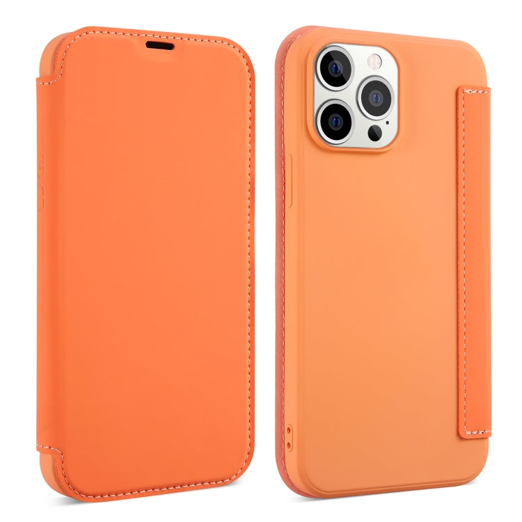 For iPhone 13 Pro Skin Feel Horizontal Flip PU Leather Case with Holder & Card Slot