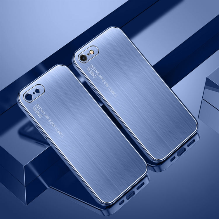 For iPhone SE 2022 / SE 2020 / 8 / 7 Cool Sharp Series Aluminum Plate Brushed Lens All-inclusive Protective Case