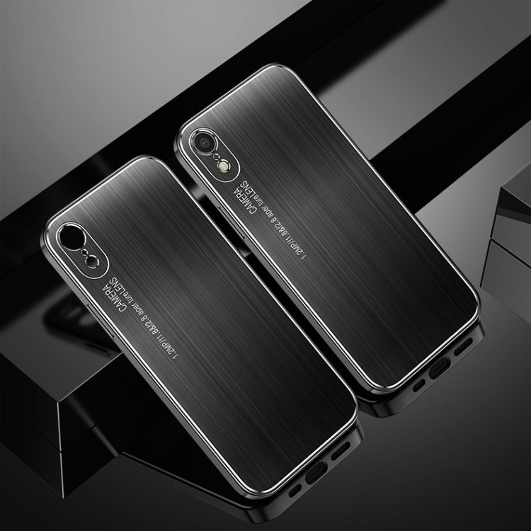 For iPhone XR Cool Sharp Series Aluminum Plate Brushed Lens All-inclusive Protective Case