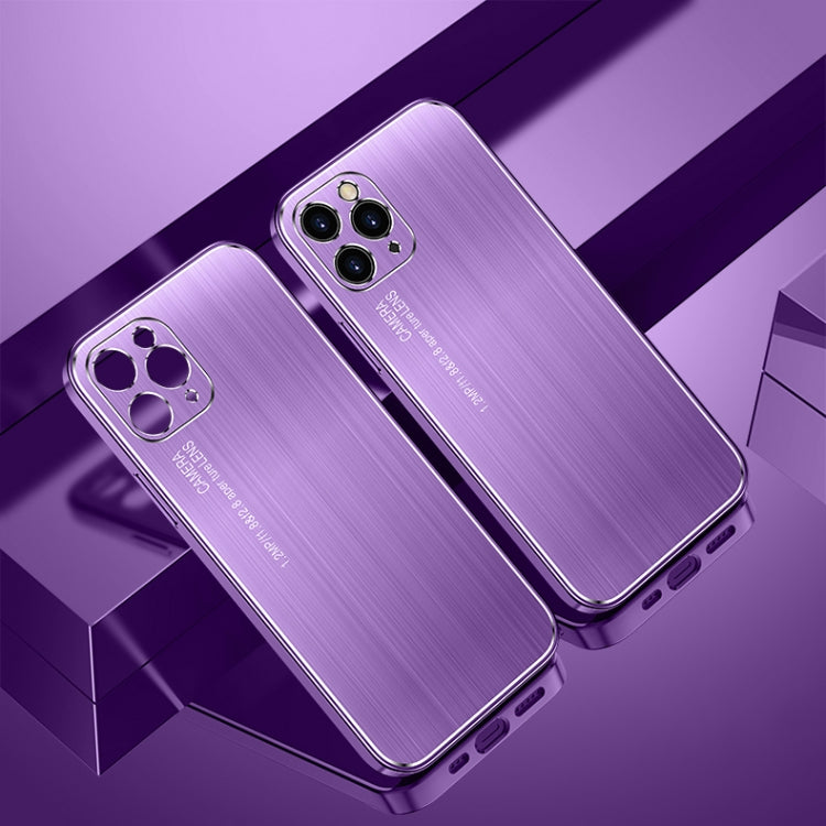 For iPhone 11 Pro Max Cool Sharp Series Aluminum Plate Brushed Lens All-inclusive Protective Case