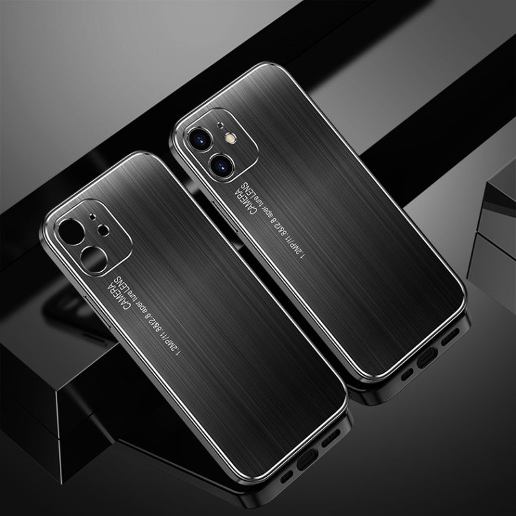 For iPhone 12 Cool Sharp Series Aluminum Plate Brushed Lens All-inclusive Protective Case