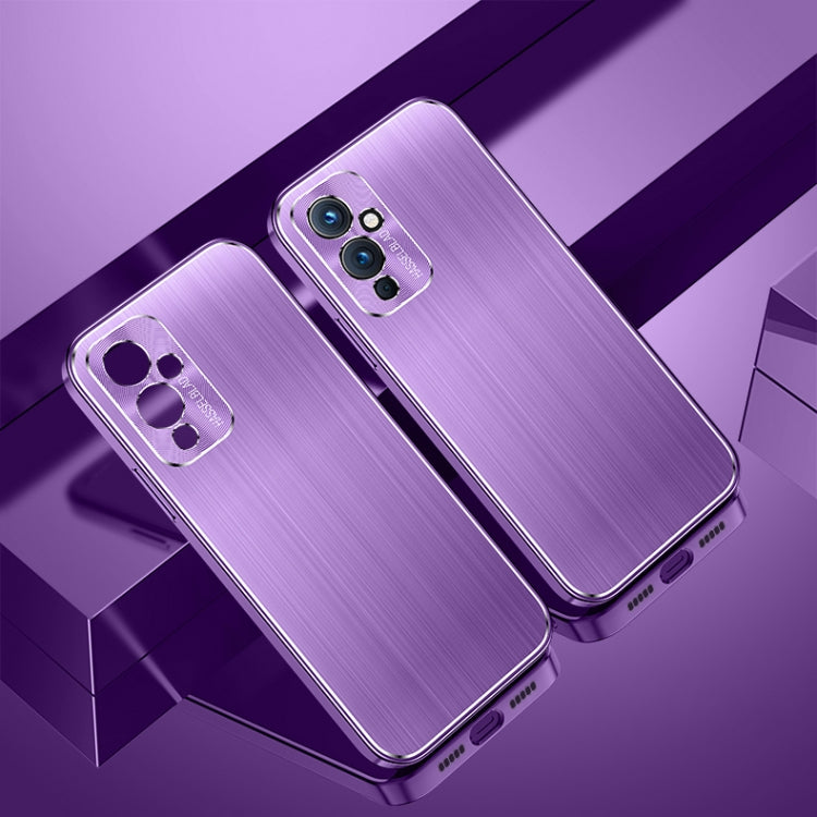 For OnePlus 9 Cool Sharp Series Aluminum Plate Brushed Lens All-inclusive Protective Case