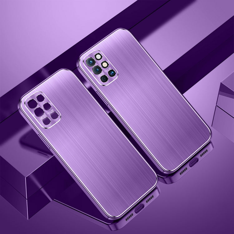 For OnePlus 9R Cool Sharp Series Aluminum Plate Brushed Lens All-inclusive Protective Case
